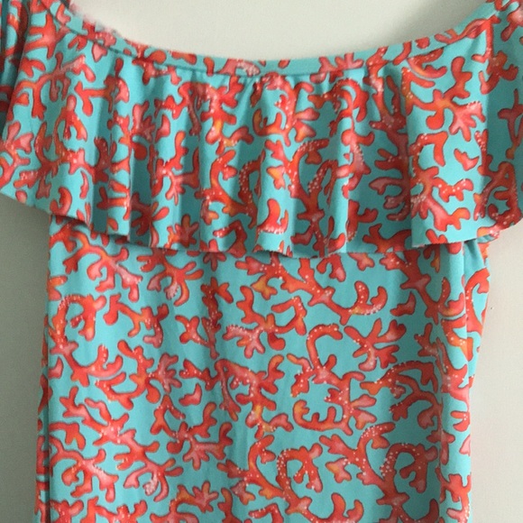 Tommy Bahama coral cabana off the shoulder dress size S/P small/petite - Picture 5 of 6